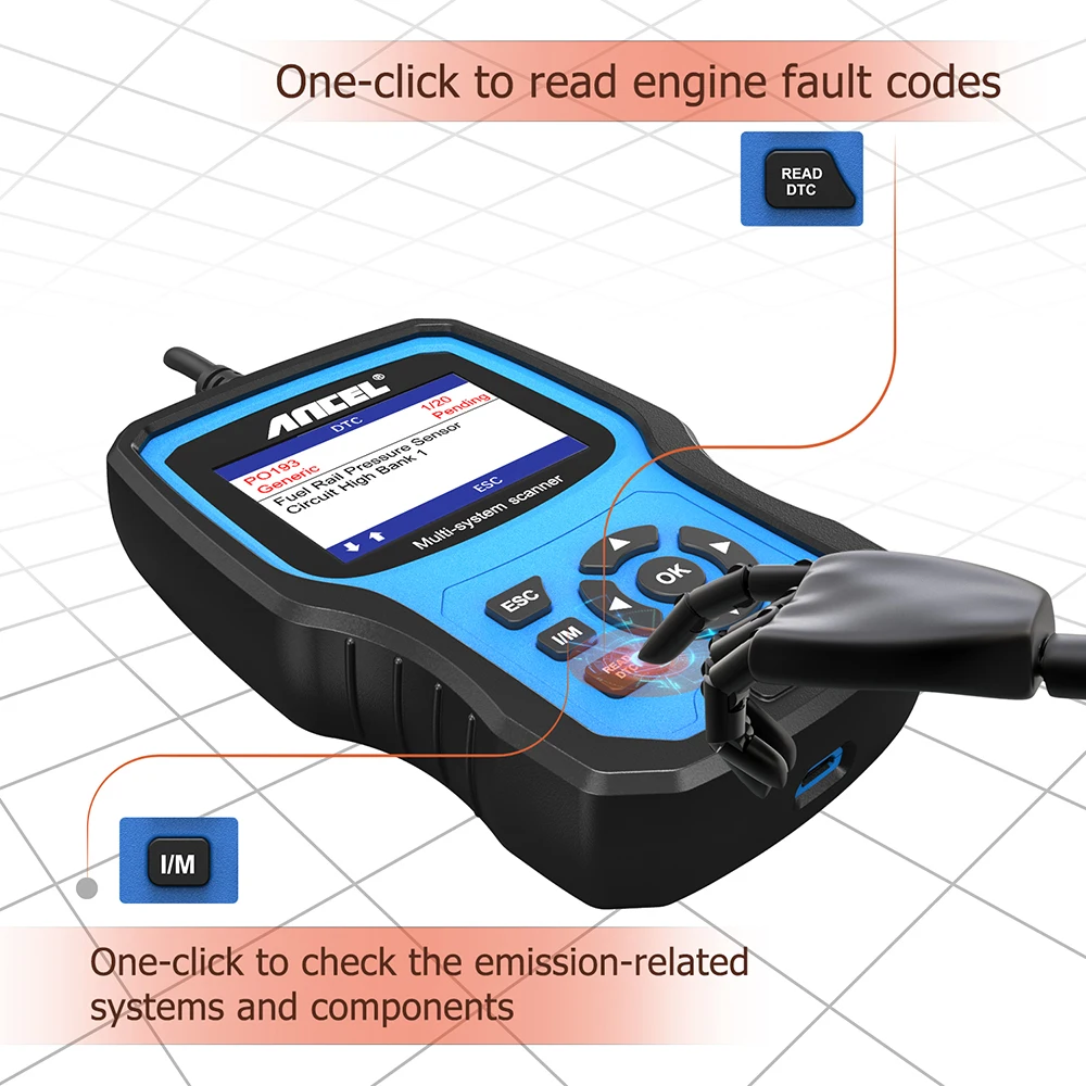 ANCEL BM500 Full System OBD2 Scanner for E93 E65 Airbag EPB SAS TPMS Reset OBD 2 Diagnostic Multi-language Car Diagnostic Tool