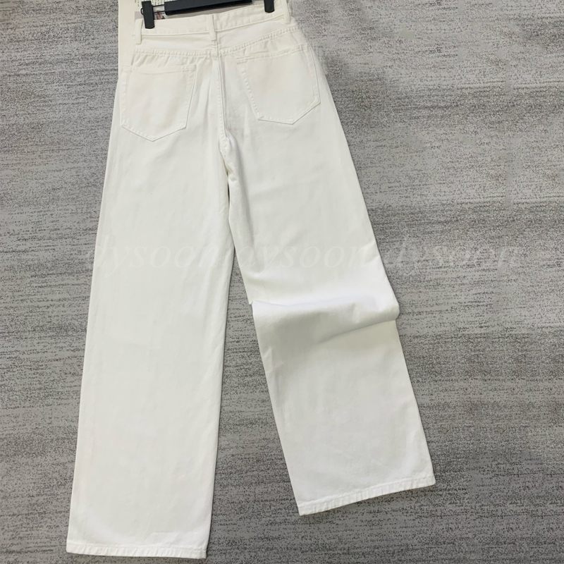 Women Jeans White Straight Leg Jeans Fashion Denim Size 25-30 26519