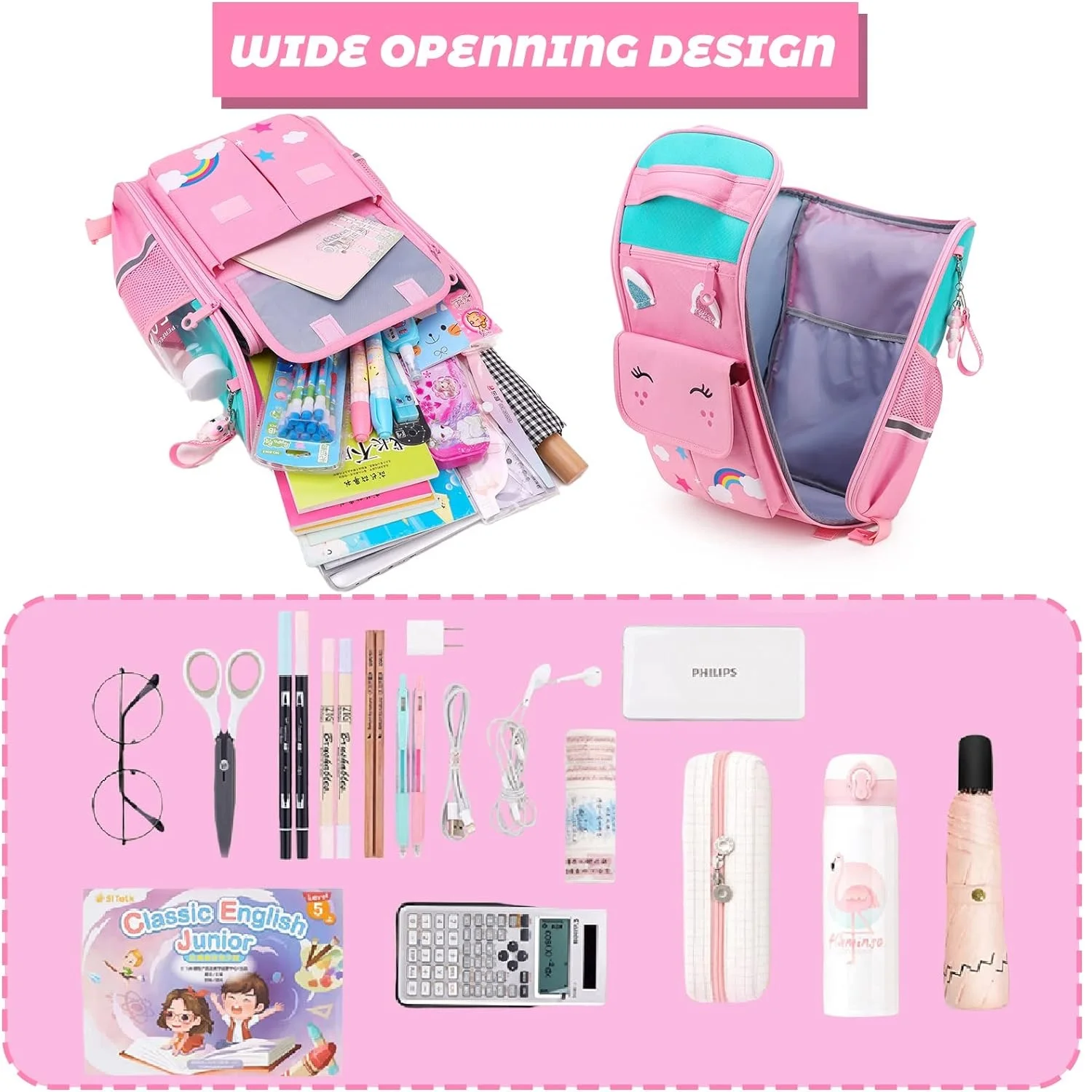 School Backpacks for Girls Large Capacity Rolling Backpacks for Kids Trolley Wheeled Bag Children School Backpack with Wheels