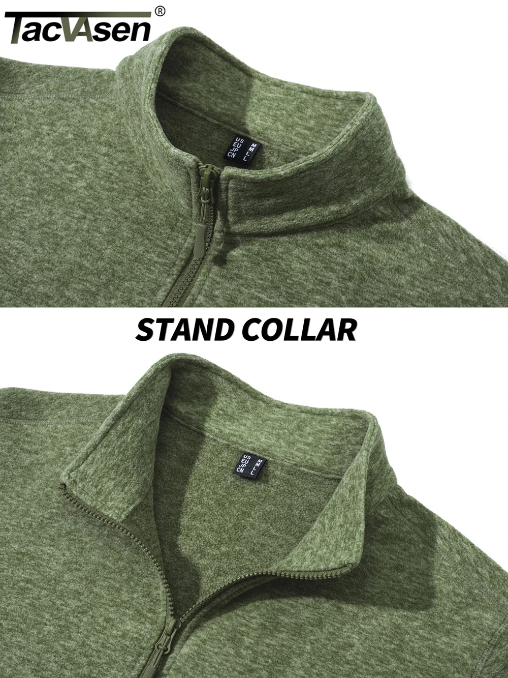 TACVASEN 2025 new Lightweight Full Zip Fleece Jackets Mens Spring Casual Jacket Outdoor Sportswear With Pockets Stand Collar Outwear Tops
