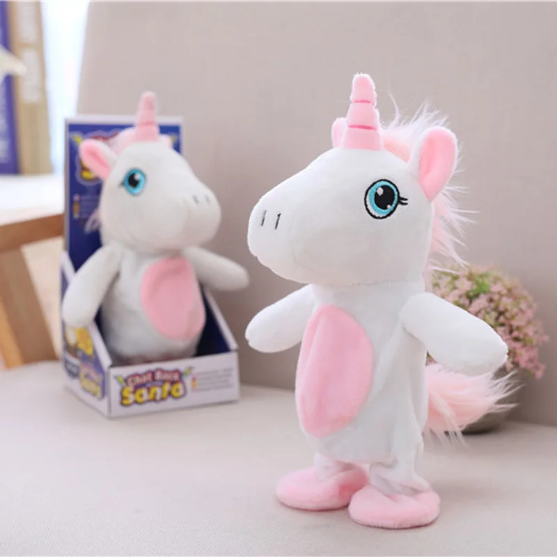 2025 23cm Electric Talking Unicorn Plush Toy Stuffed Animal Toy Electronic Unicorn Toy Sound Record Horse Children new Kid Birthday Gift