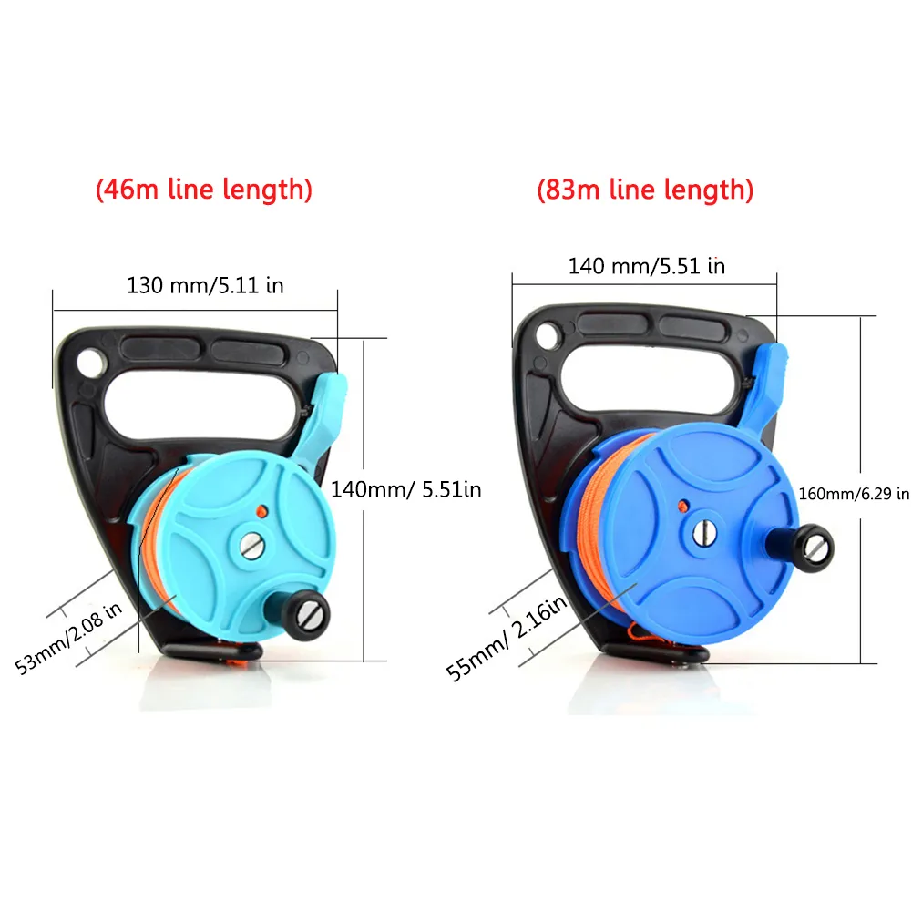 46M 83M Scuba Diving Wreck Reel Spool Finger Line Reels Cave Reel With Handle Snorkeling Underwater for Water Sports Gear