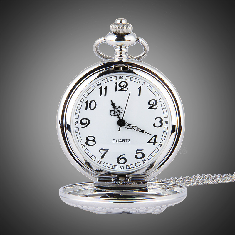 Luxury Animal Horse Pocket Watch Mens Male Silver Elegant Pocketwatch With Chain Masculino Relogio Dad's Gift Clock VintageSaati