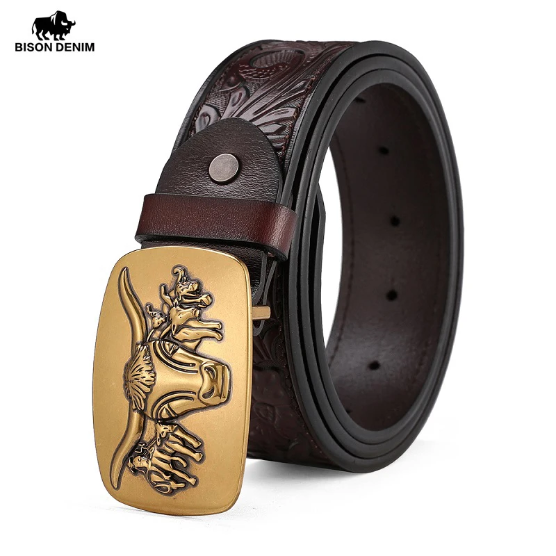 BISON DENIM Belt Male Leather Belt 2025 Men Genuine Leather Strap Pin Buckle Men's new Belt Cummerbunds ceinture homme W70256