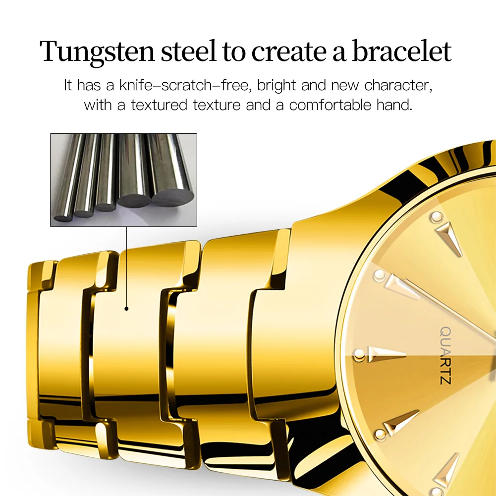 OLEVS Tungsten steel Men's Watch Rhombus Mirror Waterproof Luminous Calendar Gold Wristwatch Male Quartz Watch for Man Original