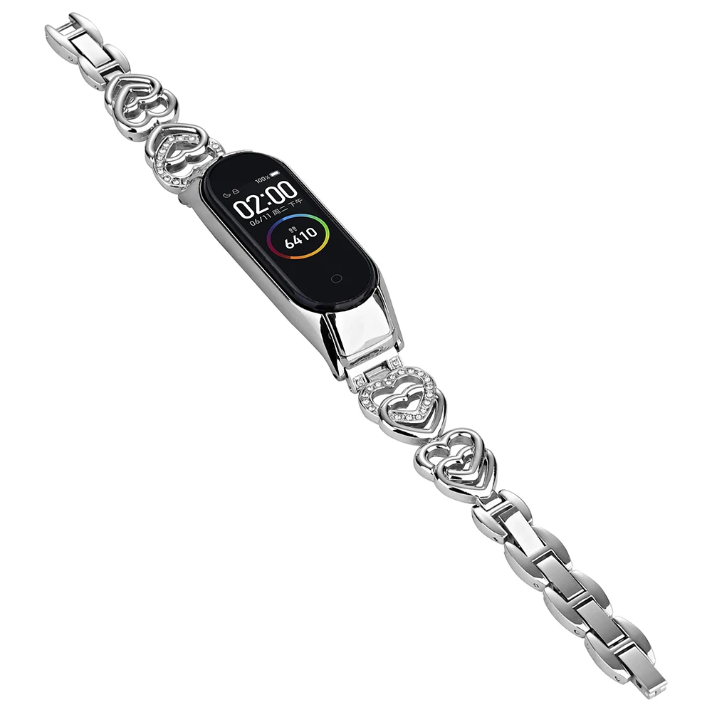 Thin Metal Strap for Xiaomi 2025 Mi Band 5 Wristband Women Bling new Bracelet Slim Watchband for Mi Band 7/6 Smartwatch Easy Adjustable