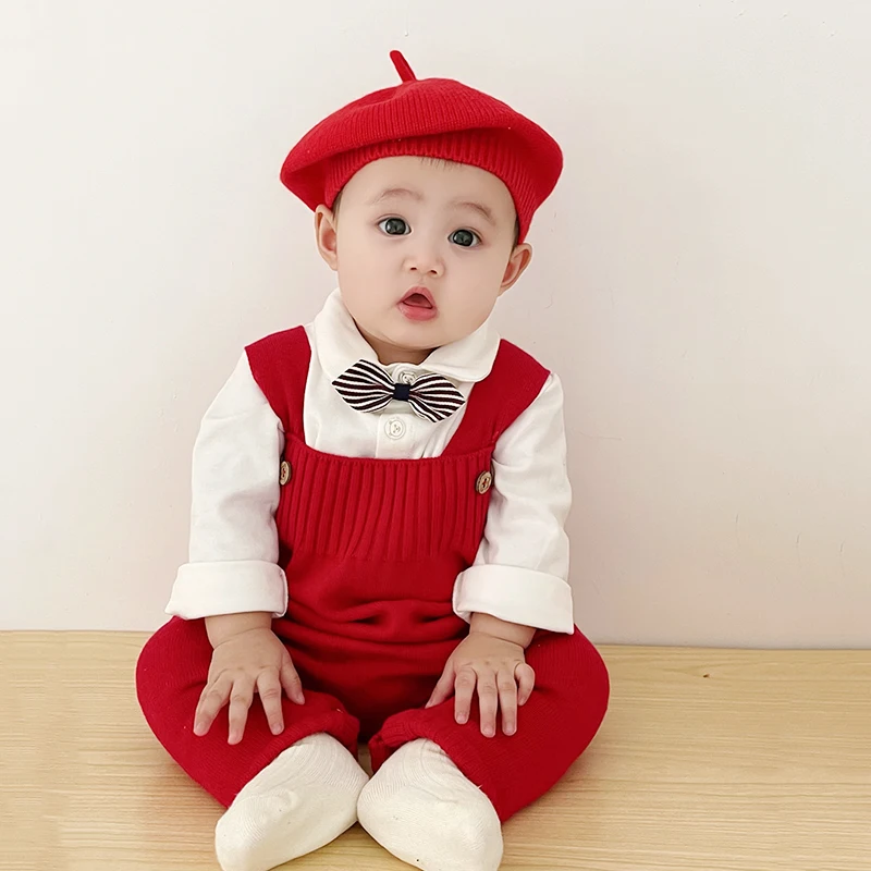 Solid Color Baby Wool Knitted Beret Toddler Autumn Winter Warm Beanie Korean Vintage Kid Artist Painter Cap Boy Girl Crochet Hat