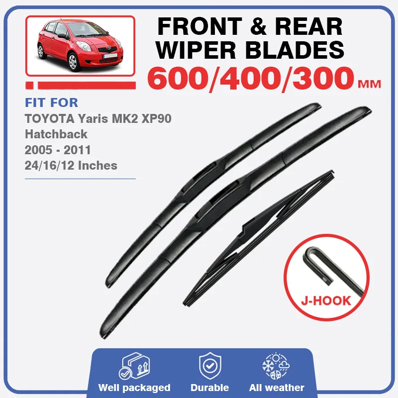 Wiper Blades 2025 For TOYOTA Yaris 2 XP90 new 2005 - 2011 Hatchback Front Windshield Windscreen Window Rubber Refill Cap 2007 2008 2009