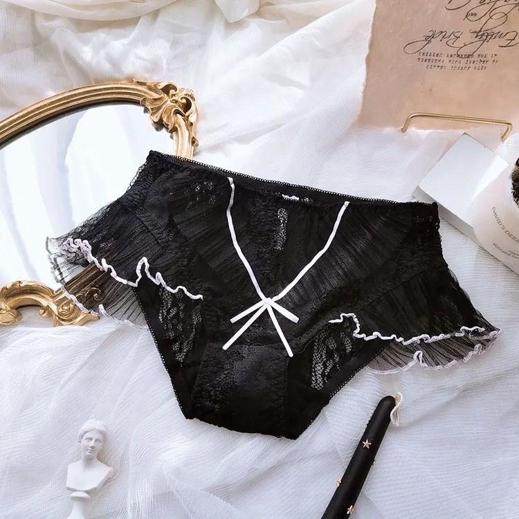 Japanese Women Lovely Cute Lolita new Kawaii Mesh 2025 Lace Panties Palace Ruffles Lace Briefs Knicker big size 3L 4L 5L 6L 120KG