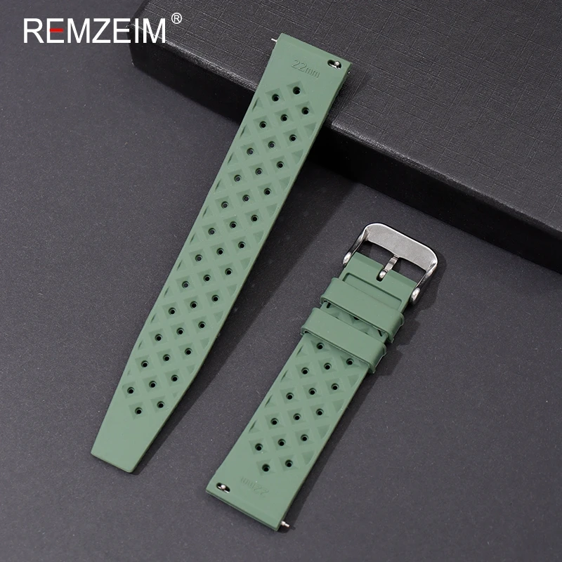 Silicone Breathable Watchband Waterproof Sport Replacement Watch Accessories Quick Release Wrist Straps 18mm 20mm 22mm