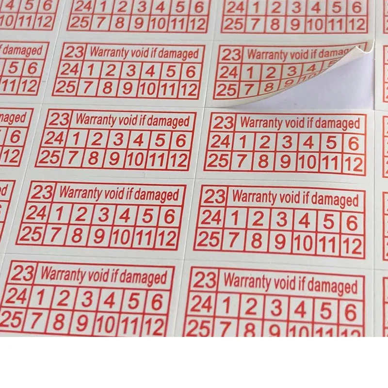 Wholesale 1000/ 1500/2000PCS Year Red Color Rectangle Shape Fragile Label Warranty Void If Removed Sticker