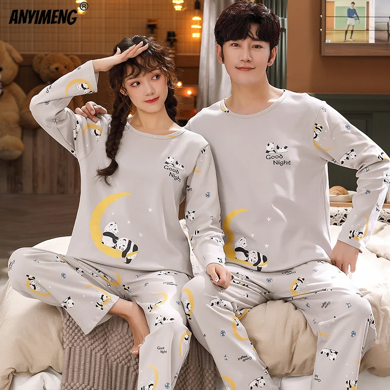 New Pama Trendy Pyjamas Cute Seal Printing for Lovers new Autumn Winter Big Size Young Couple's Loungewear 2025 His and Hers Clothes