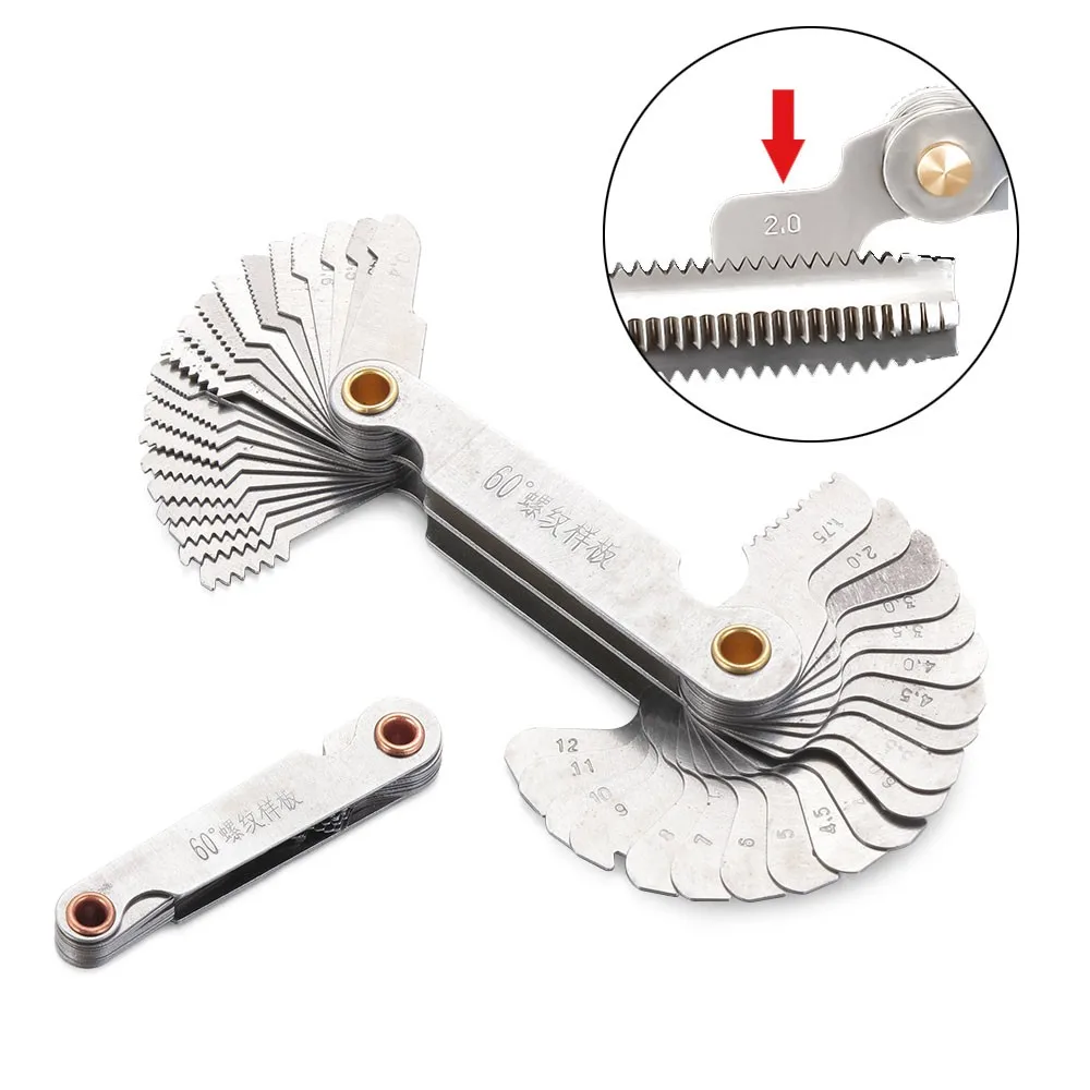 Thread Pitch Cutting Gauge Blade Tool 55 & 60 Degree Inch Metric Screw Thread Pitch Gauge Blade Thread Meter Measuring Tool