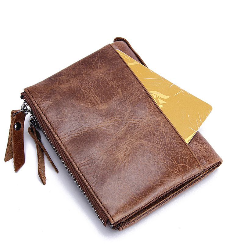 CONTACT'S Genuine Leather Wallets for Men Card Holder Zip Coin Purses Luxury Designer Casual Men Wallet Money Clip Men's Wallets