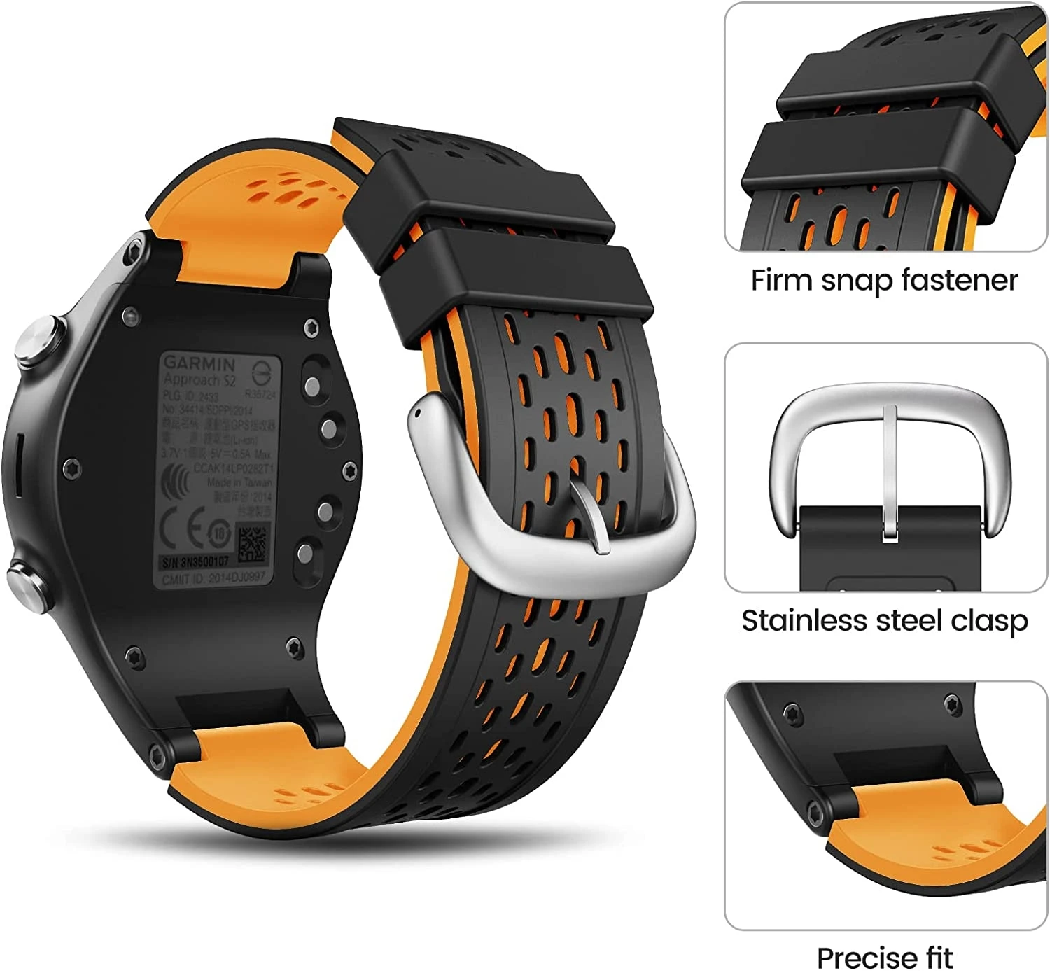 For Garmin Approach S2/S4 Sports Watch Strap Two Tone Silicone Replacement Strap for Approach S2/S4 GPS Golf Watch
