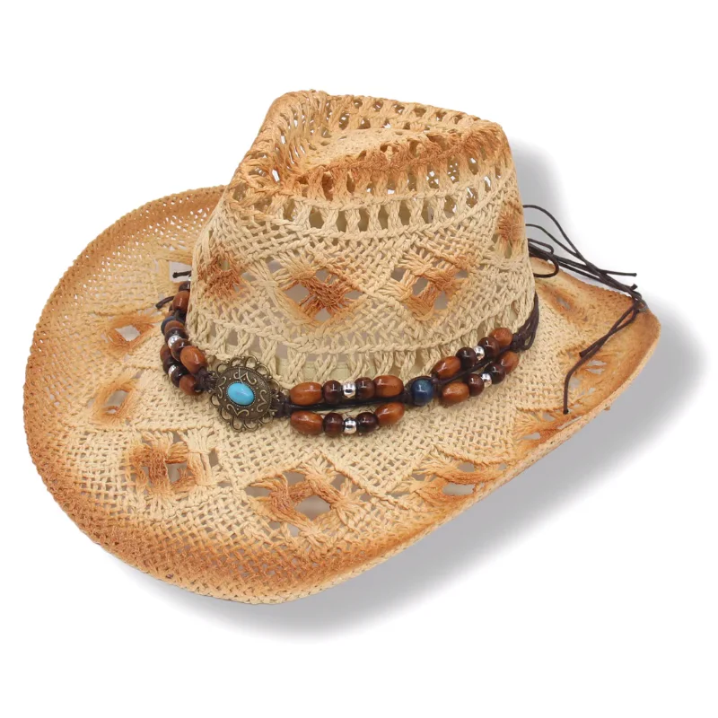 Summer Men Women Straw Hollow Handmade Western Cowboy Hat Elegant Cowgirl Outdoor Travel Jazz Beach Sun Hat sombreros de vaquero