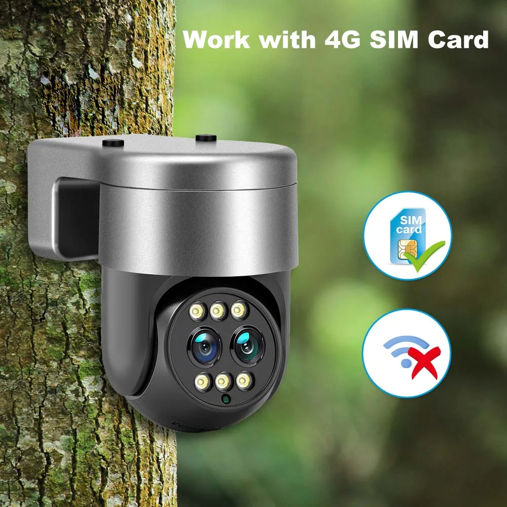 8MP 4K 4G Sim Card Camera CamHi Binocular WiFi Camera 8X Zoom Mini Security Camera Auto Tracking PTZ Video Surveillance NVR P2P