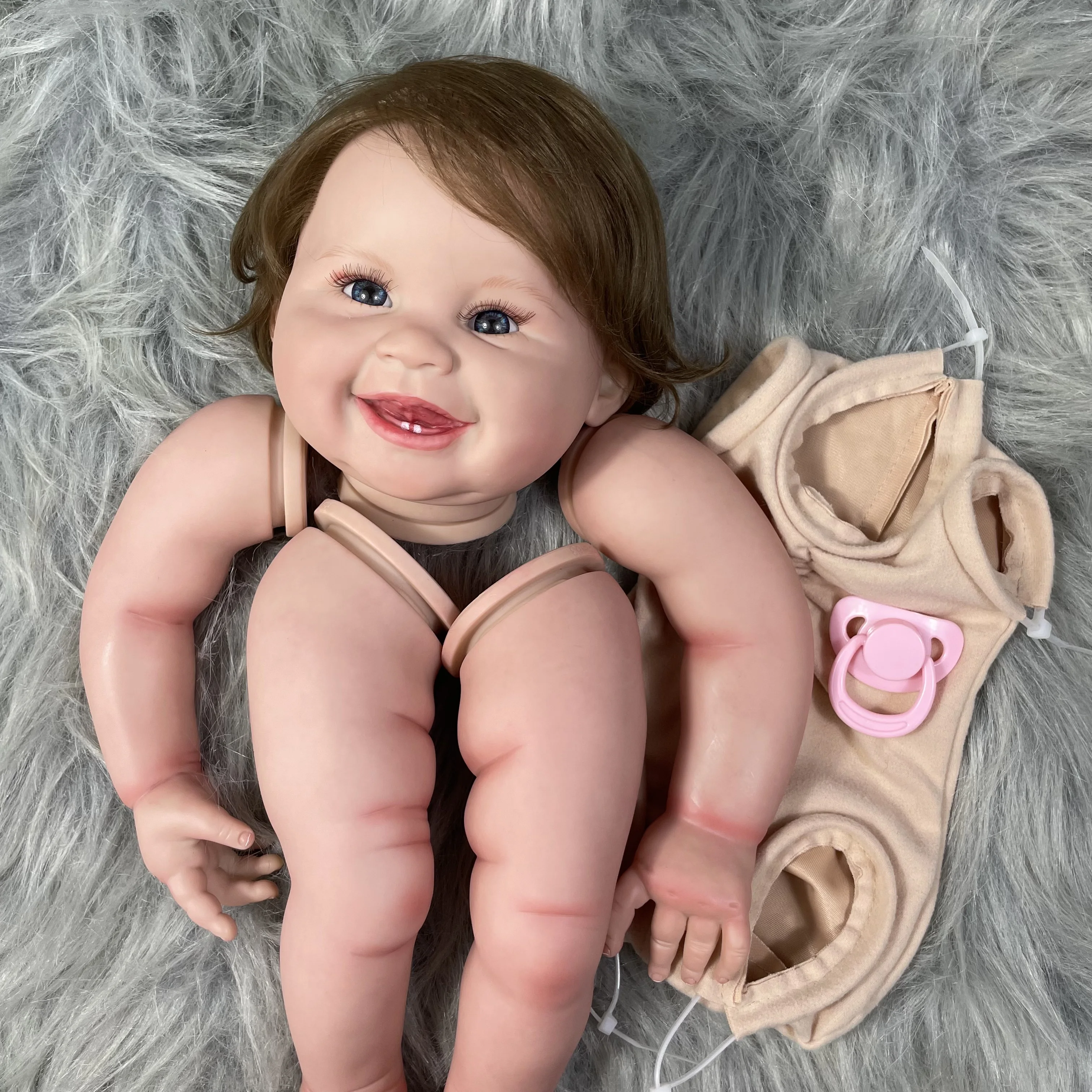 Clearance 23Inch Already Painted Reborn Doll Kit Juliana With Implanted Hair and Cloth Body Unassembled Handmade Doll Parts DIY