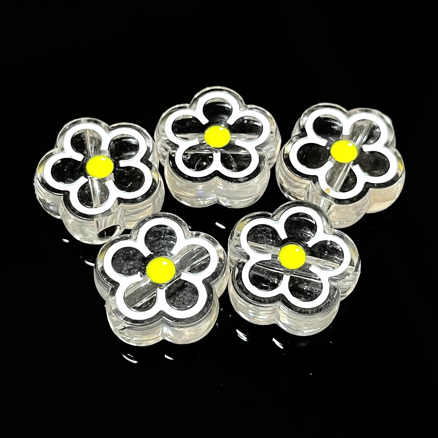 5-20pcs 19mm Sunflower Acrylic Beads Transparent Loose Spacer Beads For Needlework DIY Bracelet Necklace Jewelry Making Suppies
