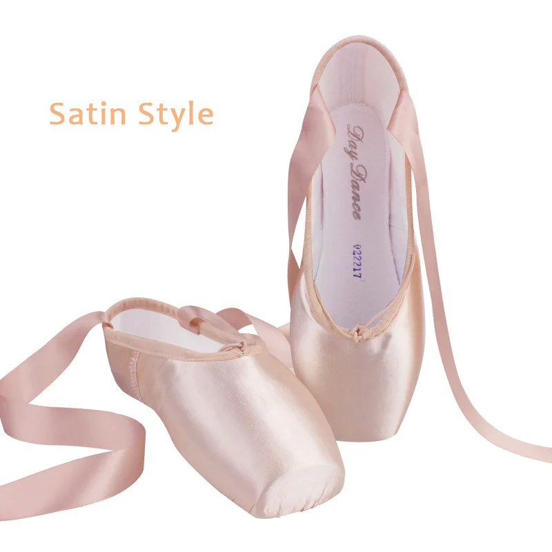 Women Ballet Dance Shoes Child and Adult Ballet Pointe Dance Shoes Professional with Ribbons Shoes Satin Canvas Shoes Sneakers