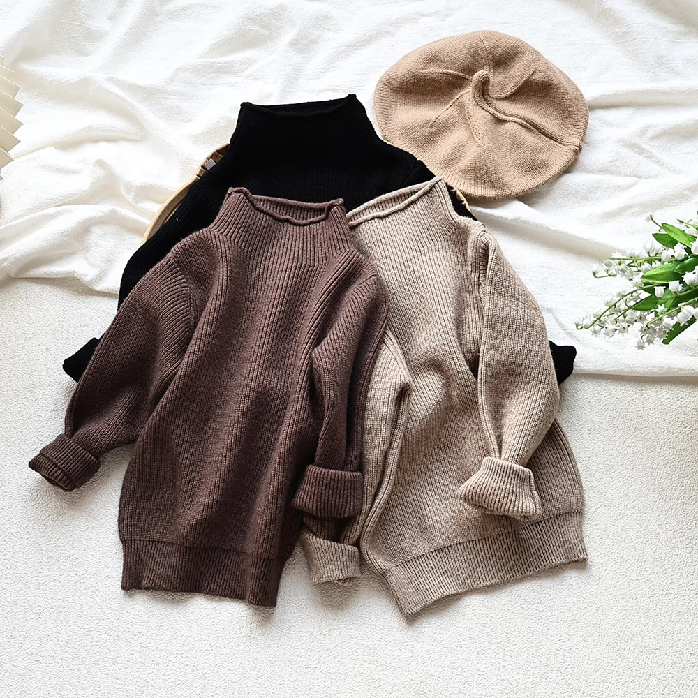 MILANCEL Autumn New Kids Sweaters Turtleneck Boys Pullover Boys Knitwear Girls Base Sweater