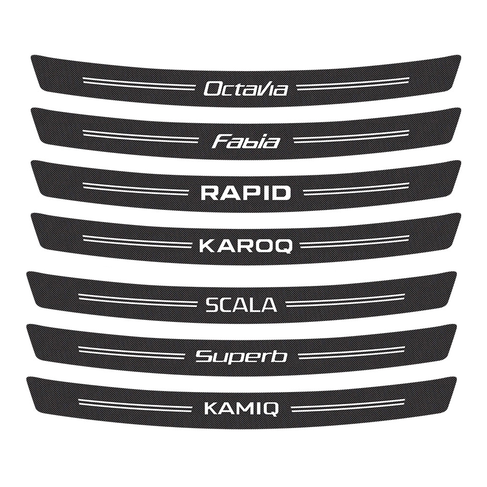 Car Rear Bumper Trunk Guard Stickers Car Decal Accessories For Skoda Octavia 2 3 A7 Fabia Rapid Superb Scala Kamiq Karoq