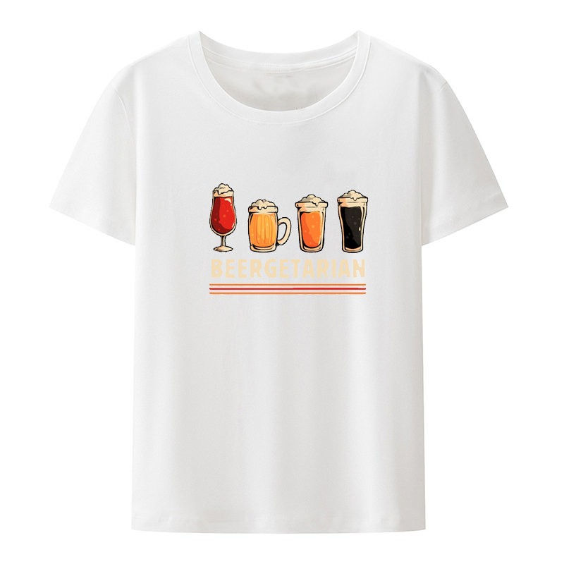 Beergetarian new Funny Men Women T-shirt Camisa Short Sleeve Tee Roupas 2025 Masculinas Loose O-neck Casual Koszulki Short-sleev Humor