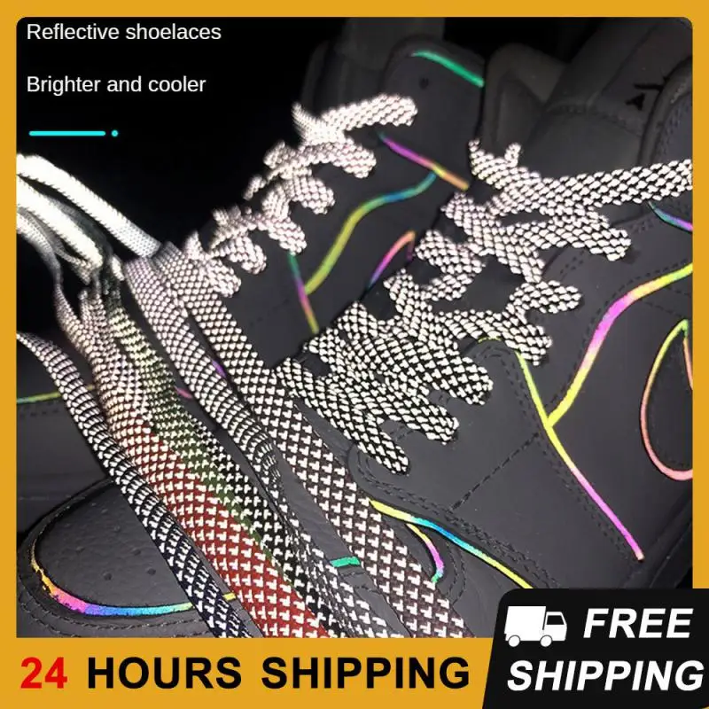 1Pair Flat Reflective Shoelaces For Sneakers Glow At Night Sport Running Luminous Shoe Laces Shoestrings 120/140/160cm