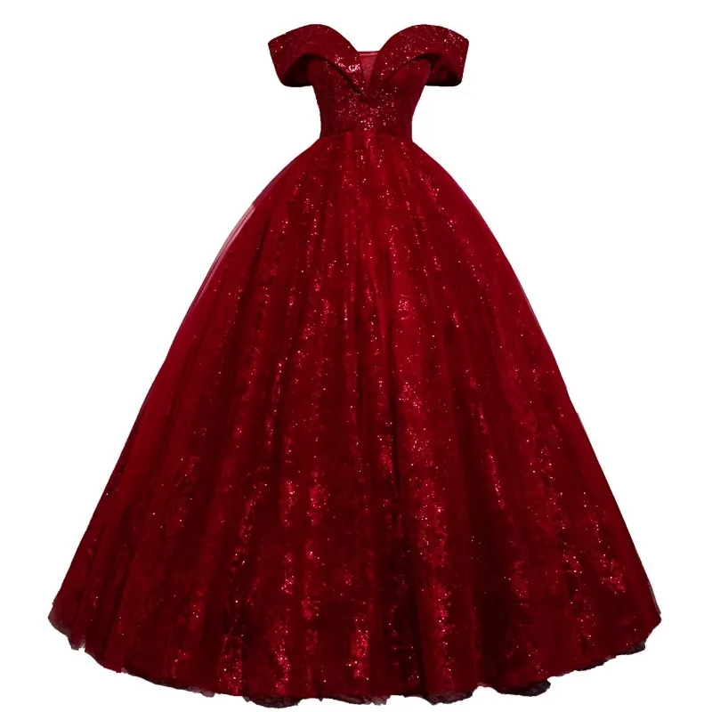 Ashely Alsa Wine Red Quinceanera Dresses Cap Sleeve Ball Prom Birthday Party Gown Sweet 16 15 Year Christening Pageant Dress