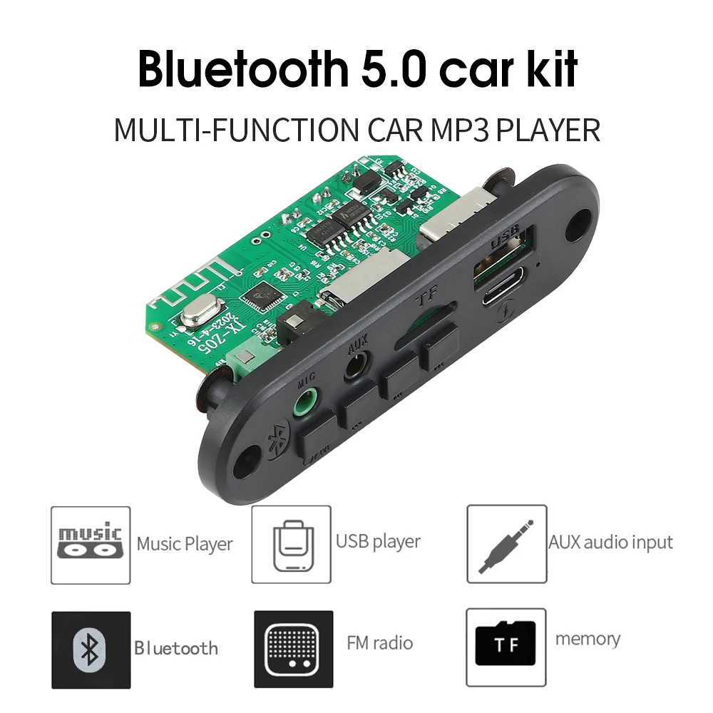 6W Amplifier Bluetooth 5.0 MP3 Decoder Board 3.7V 5V MP3 Player Support Call Recording 3.5mm USB TF FM for Module Car Speaker