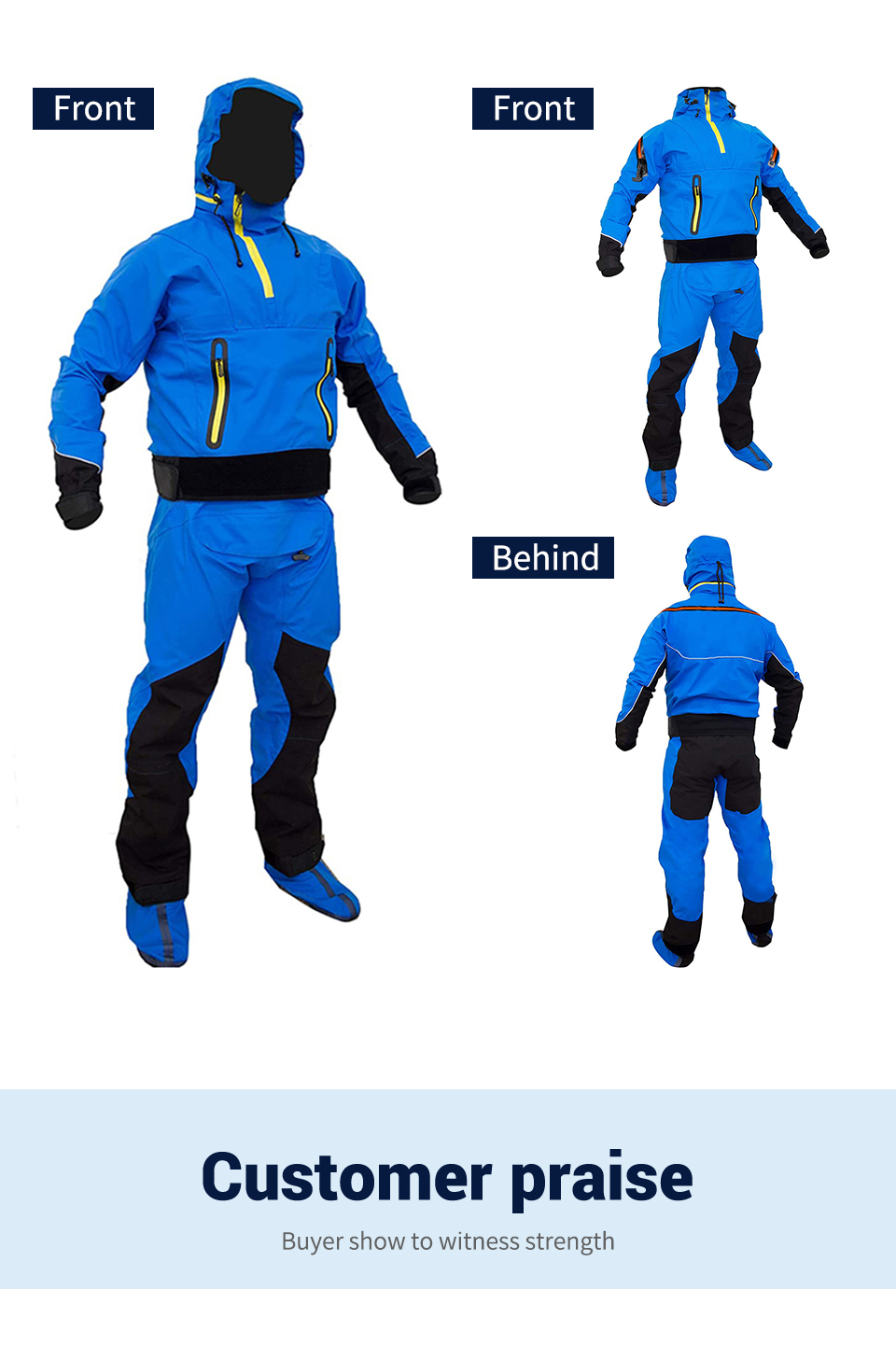 Sturdy Hooded Dry Suit Safely Drysuit Latex Men Spring For Whitewater Expanding Boating Kayaking Fishing Wetsuit Warm Waterproof