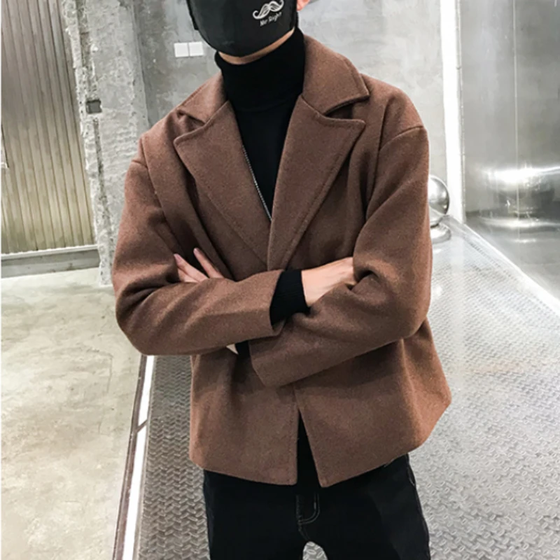 2023 Brand Clothing Men High Quality Leisure new Solid Woolen 2025 Cloth Coat/Male Slim Fit Winter Keep Warm Woolen Cloth Coats Cothing