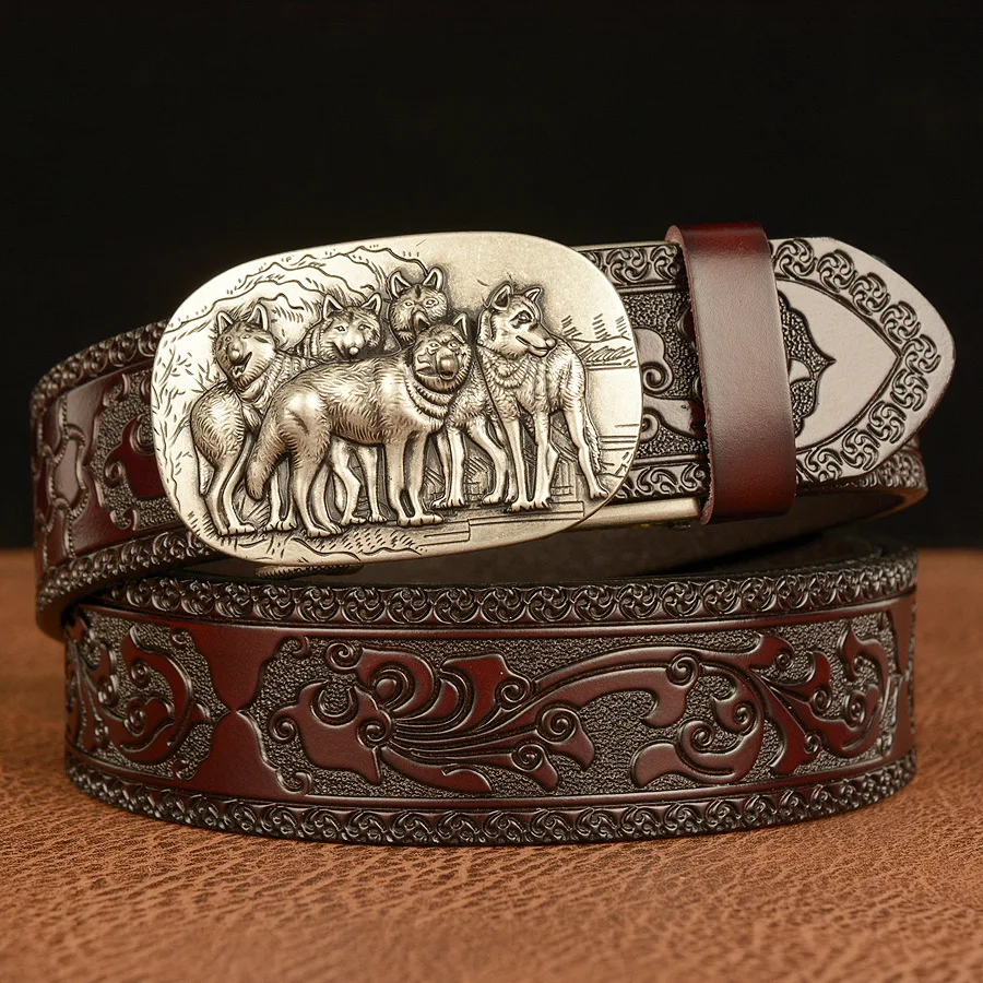 SupSindy New Men Genuine Leather Belt Gold Woes Metal new Automatic Buckle Cowhide Belts for Men 2025 Jeans Waistband Male Strap