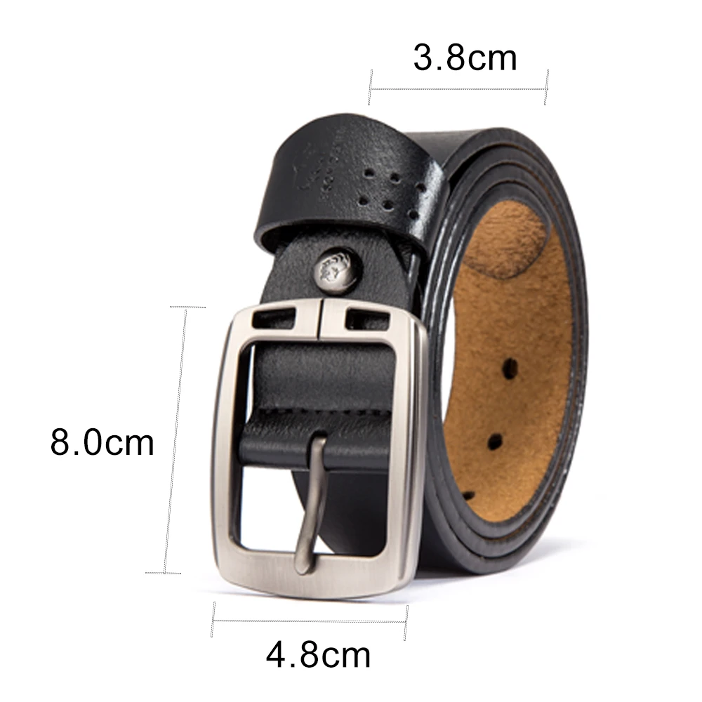 BISON DENIM Men's Belts 2025 Cowhide Genuine Leather Pin Buckle Belts Jeans Male Vintage Waistband Strap Leather Belt For new Men N70781