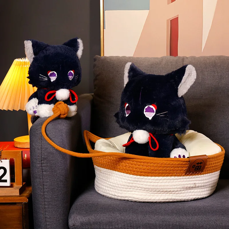 Genshin Game Anime Figure Doll Cute Cat Plushie Toy Impact Wanderer Pet Scaramouche Cat Toy Cosplay Mascot Doll Gift For Kids