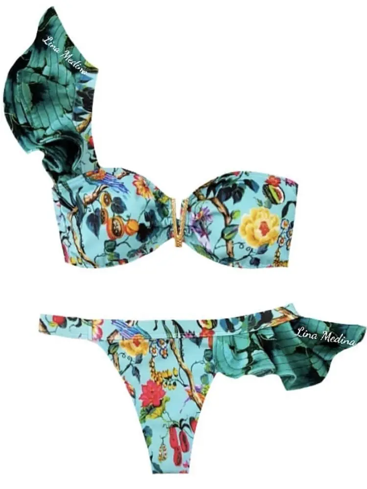 2023 Sexy Bikinis Women Swimsuit Tropical new Print Swimwear Brazilian 2025 Bikini Set Ruffle Bathing Suit Beachwear Biquini female