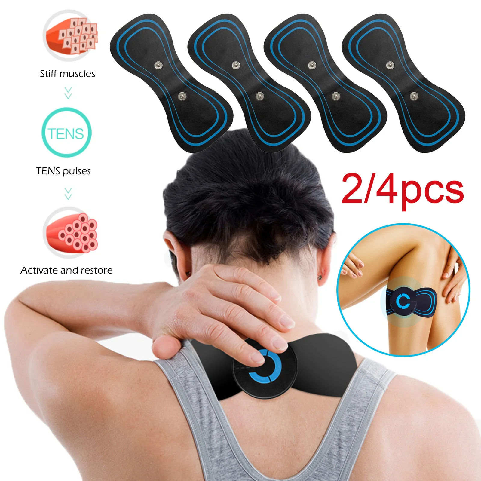 2/4PCS Electric Massager 2025 Pad Mini Cervical new Massage Stimulator For Men Neck Shoulder Breast Massage Pad Adjustable Massage Pad