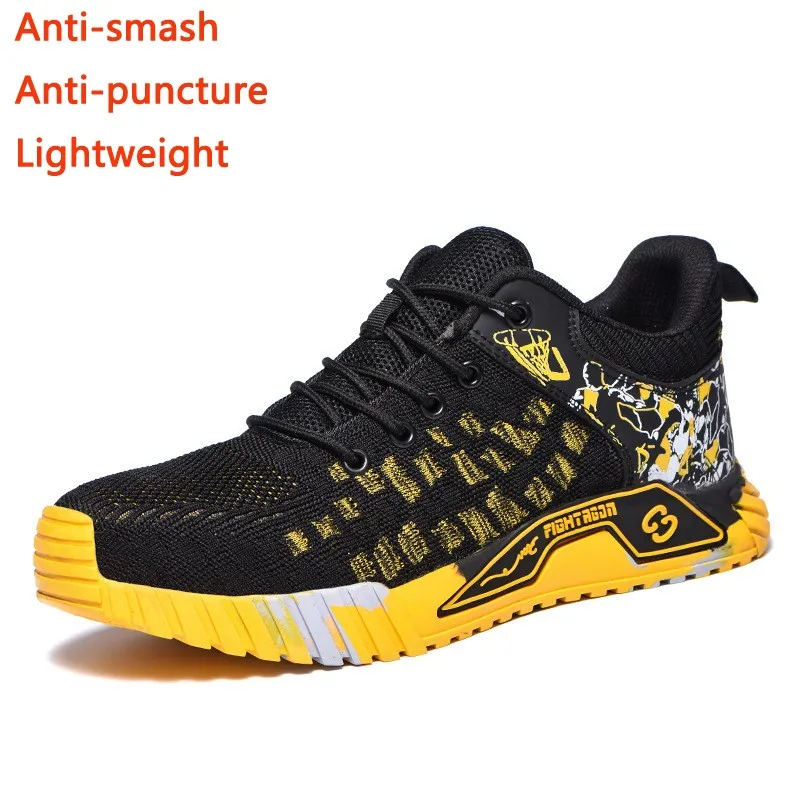 All 2025 Seasons Men's Safety Shoes Flying Woven Breathable Sneakers Steel Toe new Cap Impact Proof Puncture Proof Zapatos De Seguridad
