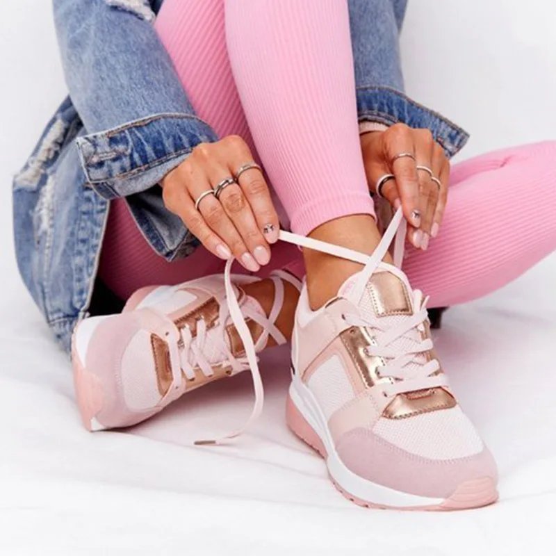 Sneakers Women 2023 Lace-Up Wedge Sport Shoes for Women Vulcanized Casual Platform Ladies Sneaker Tennis Female Zapatos De Mujer