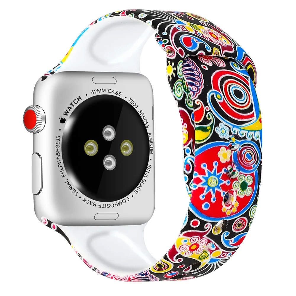 Printed band For Apple Watch ultra 49mm series 8 7 41mm 45mm44mm 40mm 42mm 38mm silicone sport bracelet iwatch 6 5 4 3 Se strap