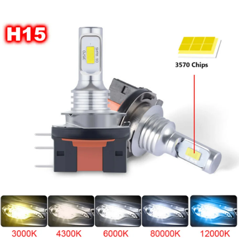 2Pcs H15 H11B H8B H9B LED Lights 20000LM 80W High Beam Car Daytime Running Lamp For Audi Mercedes Benz BMW Volkswagen Golf