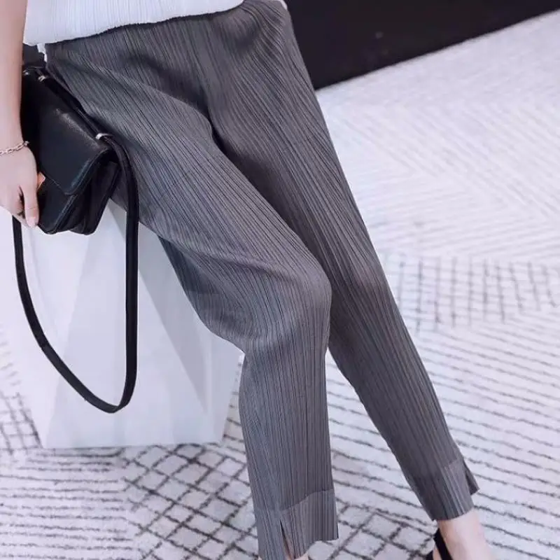 2025 Women Harem new Pants Loose Miyak Pleated High Waist Casual Carrot Trousers Ladies Solid Color Pocket Joggers Clothes