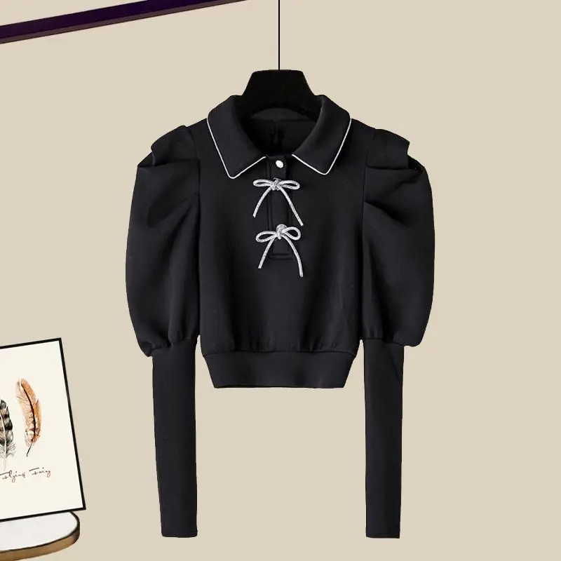 Large Size Women's new Spring Autumn Suit Women's Outfits 2 Piece 2025 Sets 2023 New Korean-style Long-sleeved Tops Skirt Two-piece Set