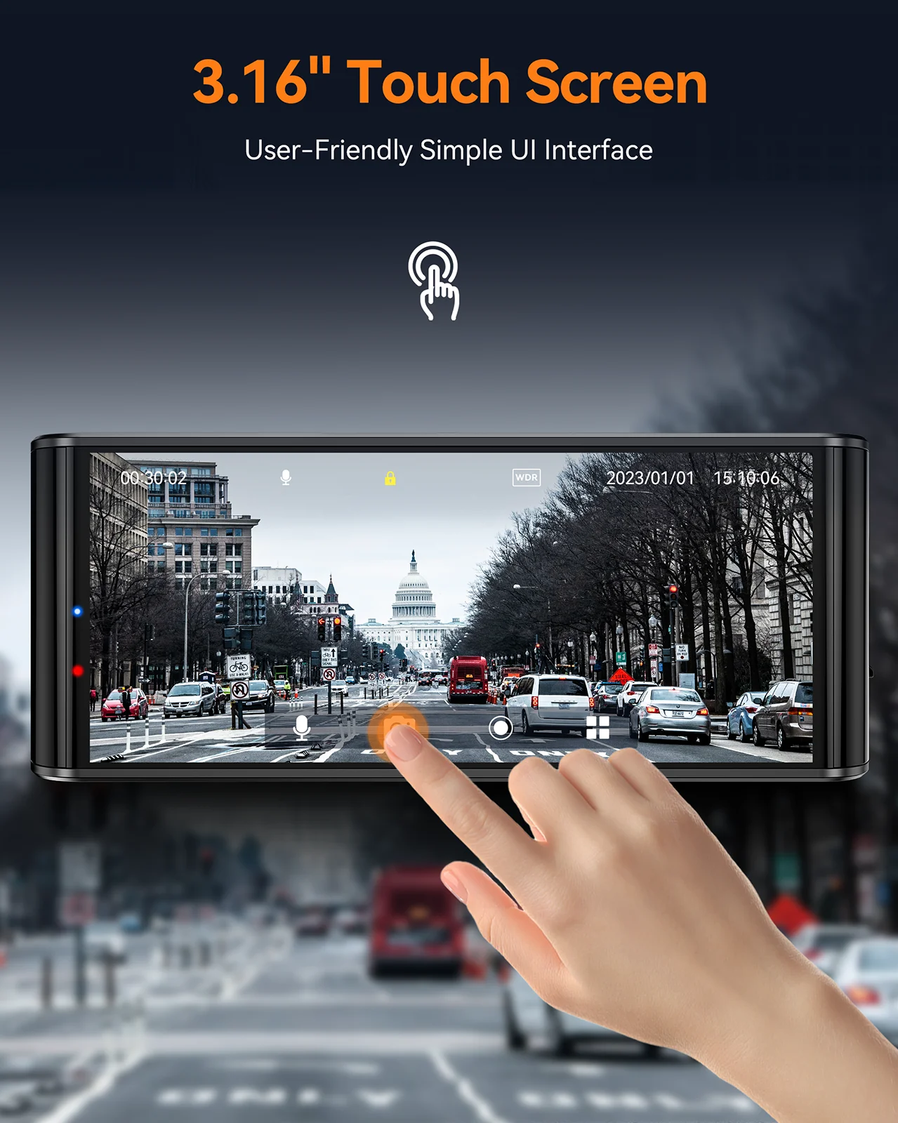 TOGUARD Dual Lens 4K UHD Car DVR Touch Screen Smart Gesture Sensor DashCam Front And Rear Camera GPS Wi-Fi Car Recorder Car DVR