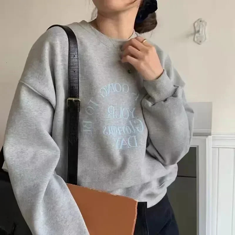 Korean Chic Hoodies Women Casual Oversized Tops Oneck Long Sleeve Streetwear Letter Printing Y2k Sweatshirts Ropa Mujer 240318