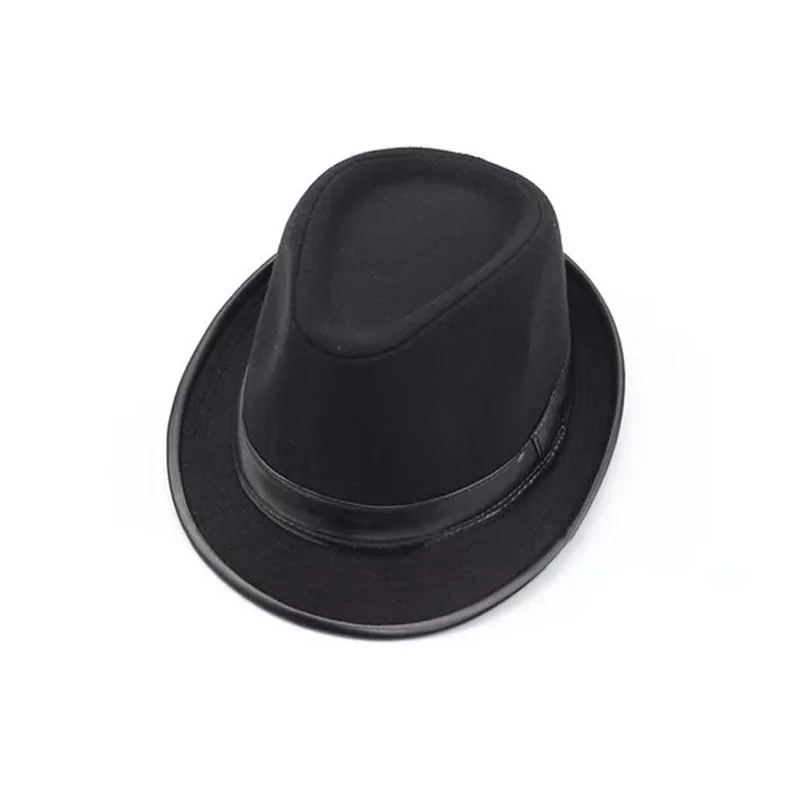 Classic Men Fedoras Jazz Felt Brim Hat Vintage Autumn Winter Thick Warm Top Hat Male Gentleman Black Grey Sun Visor Bowler Hats