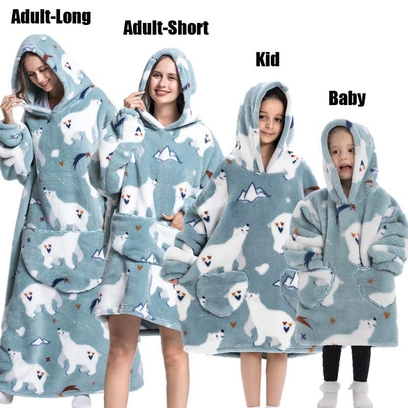 Sheat Hoodie Blanket Extra Long Oversized Fleece Outwear Thick Warm Hoodies Sweatshirt Big Pocket Long Sleeve Pullovers Women