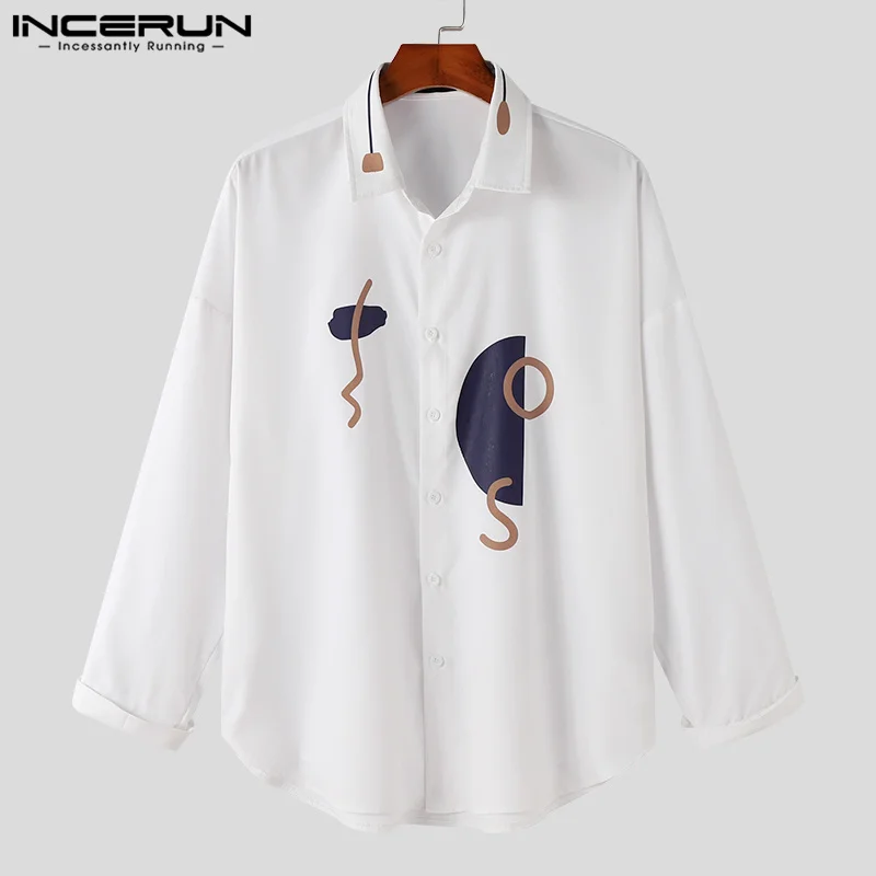 new INCERUN Tops 2023 Korean Style New Men High-end Printeding Oversize Design Blouse Casual 2025 Male Al-match Long Sleeved Shirts S-5XL