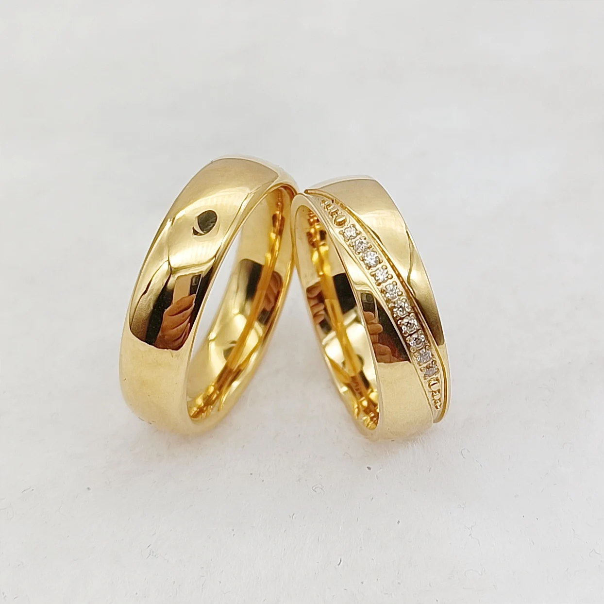 Wholesale Wedding Rings Sets for Couples Dubai African Designer 24k Gold Plated Jewelry Promise Lover's Ring Ladies Women