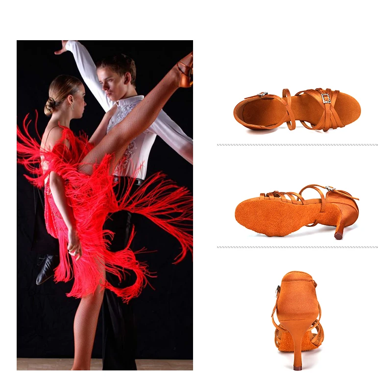 DKZSYIM New Latin Dance Shoes Women High Heel Satin Dancing Shoes lady 2025 new Dance Shoes heeled 5cm-8.5cm Girls Salsa Ballroom Shoes